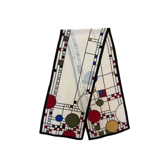 Frank Lloyd Wright Signature Geometric Long Scarf – 12" × 59" – Excellent Cond - Picture 2 of 6